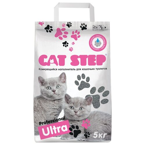 Наполнитель для кошачьих туалетов CAT STEP Professional Ultra комкующийся (бентонит серый) 5кг