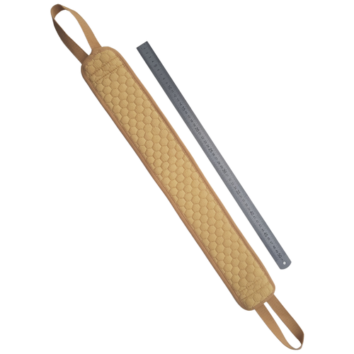 Мочалка из натурального волокна двойного действия с ручками, песочная, 69х9.5 см, (78х9.5 см длина с ручками).