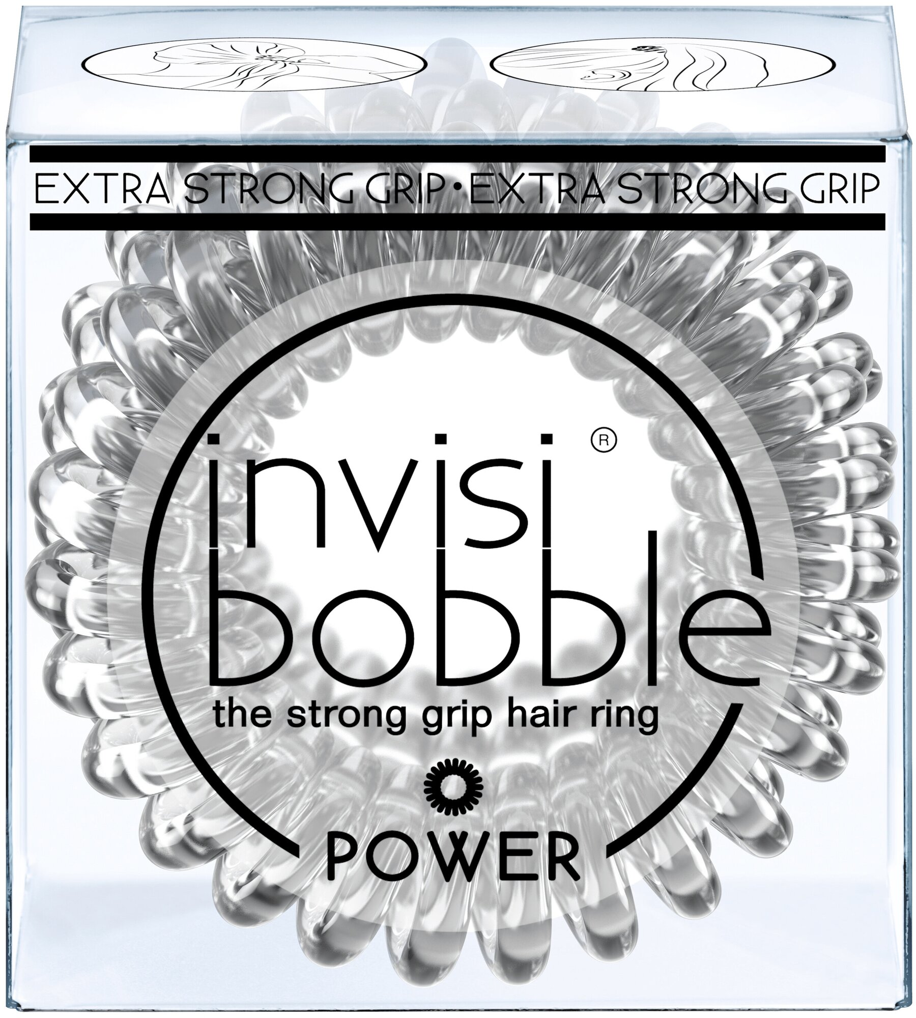 Invisibobble Power Crystal Clear - Инвизибабл Пауэр Резинка-браслет для волос прозрачная, 3 шт/уп -