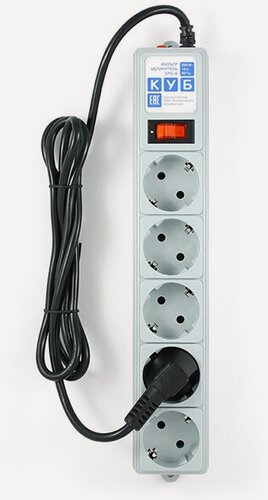 Изображение товара SPG-B-6 PowerCube Фильтр-удлинитель 1.9м 10А/2,2кВт, серый, Электрическая мануфактура