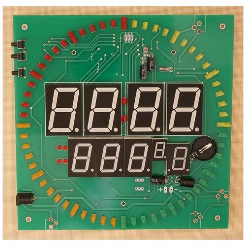 Комплект для сборки Часы-термометр на микроконтроллере ATmega8A с LED секундной стрелкой 356400₽