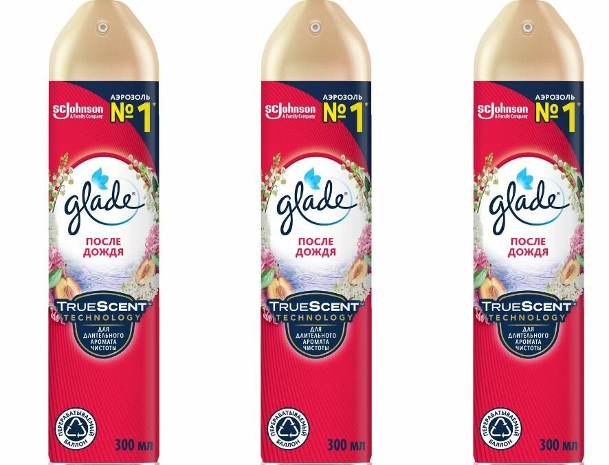 GLADE Освежитель воздуха аэрозоль После Дождя 300мл3 шт
