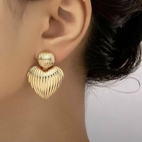 Серьги пусеты, размер 30 мм, золотой