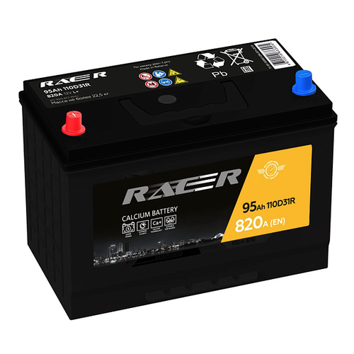 Аккумулятор автомобильный RACER GT D31R 95Ah 820A ПП (306х173х225) D31R 306x173x225