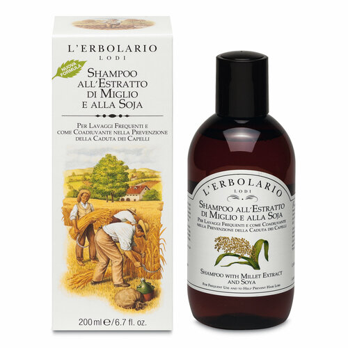 LERBOLARIO Шампунь для волос c экстрактом пшеницы и сои Shampoo with Millet Extract and Soya 200мл
