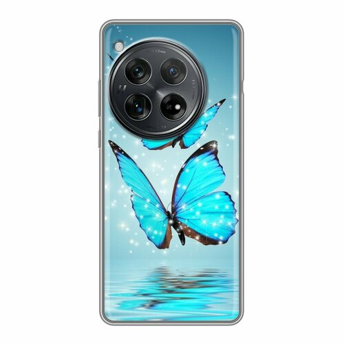дизайнерский силиконовый чехол для oneplus 8 бабочки Дизайнерский силиконовый чехол для ВанПлюс 12 / OnePlus 12 Бабочки голубые