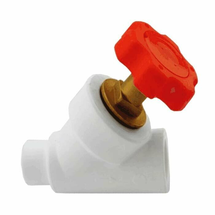 фото Клапан (вентиль) PP-R запорный белый Дн 25х45гр внутр/наруж пайка VALFEX 10173025