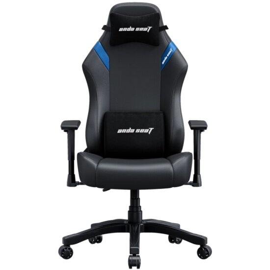 Кресло геймерское Andaseat Anda Seat Luna series цвет черный с синими вставками, размер L (110кг), материал ПВХ (модель AD18)