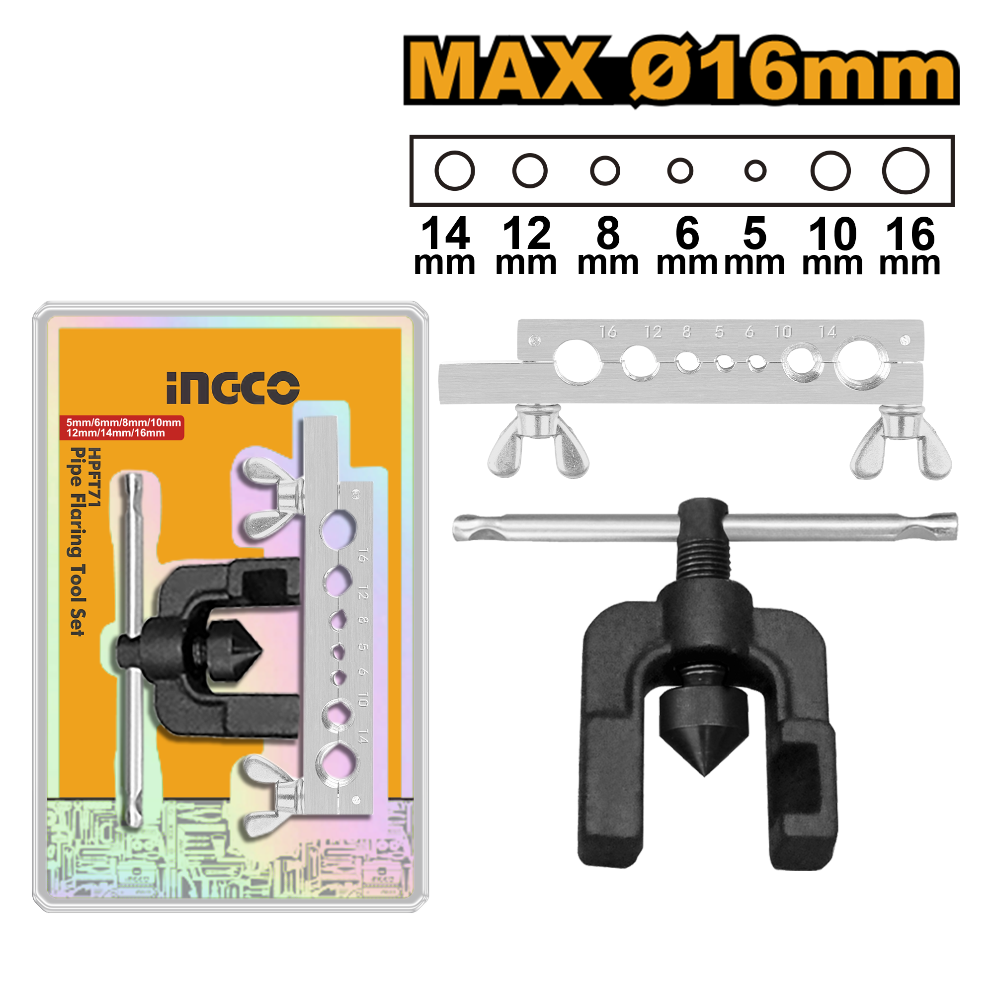 Набор для развальцовки трубок INGCO HPFT71