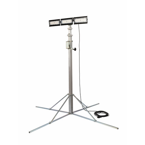 Прожектор уличный светодиодный на штативе с ручной лебедкой 4 колена 5 метров REXPO 3x100W 6500K IP65