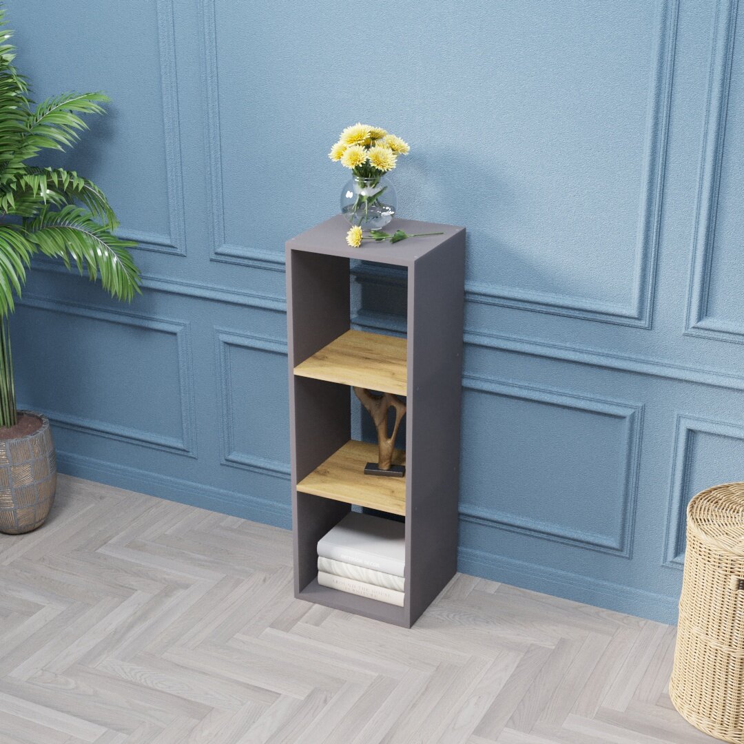 Стеллаж Velardy кубикус, 35x32x102см, серый+дуб крафт золотой