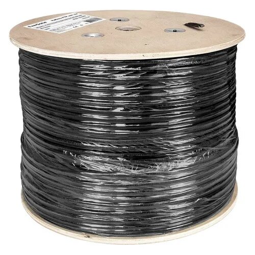 Кабель EXEGATE FUTP4-C5e-CU-S24-SW-OUT-PE-BK-305-FLUKE FTP F/UTP, кат.5E, 305м, 4 пары, 24AWG, 0.5мм, медь, одножильный, черный