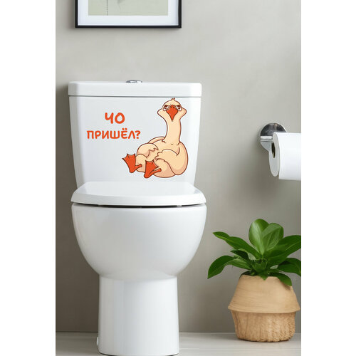 Наклейки в туалет, в ванную домой, на дачу, в баню гусь обнимусь Чо пришел? на унитаз, на дверь
