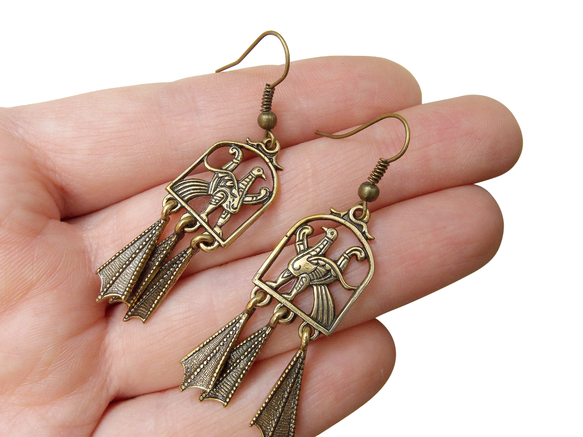 Серьги с подвесками Мастерская Алешиных, золотой — фото 1