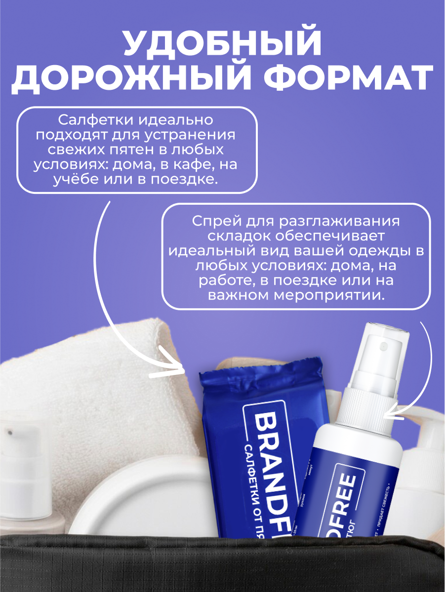 Чудо-утюг BRANDFREE, спрей для разглаживания и смягчения одежды, антистатик, освежитель для тканей, рефрешер, 100 мл — фото 1