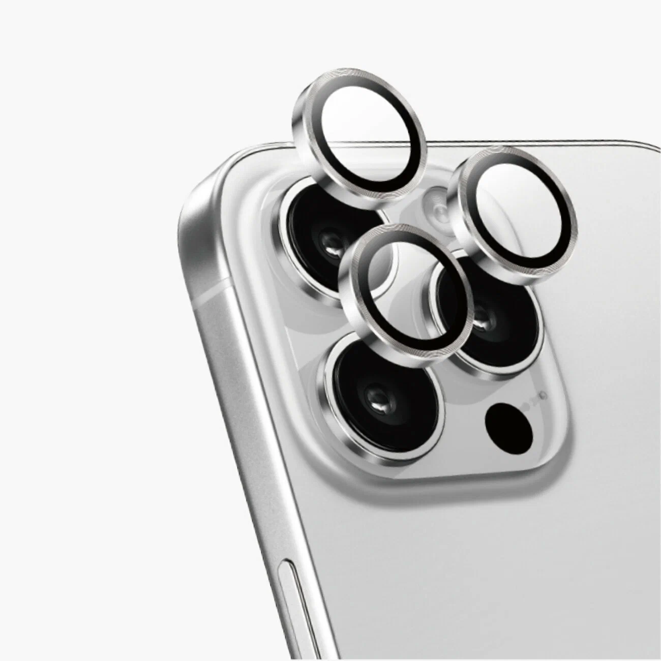 Защитные линзы (стекла) для камер iPhone 16 Pro, 16 Pro Max, серебристые