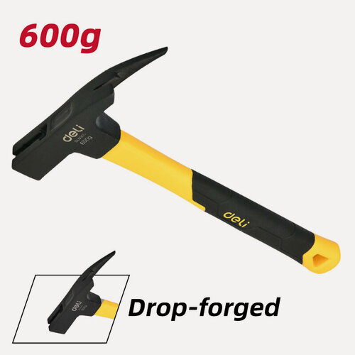 Изображение товара Молоток кровельщика 600гр Deli DL5060 (магнит, противоскользящий боек, фиберглассовая рукоять)