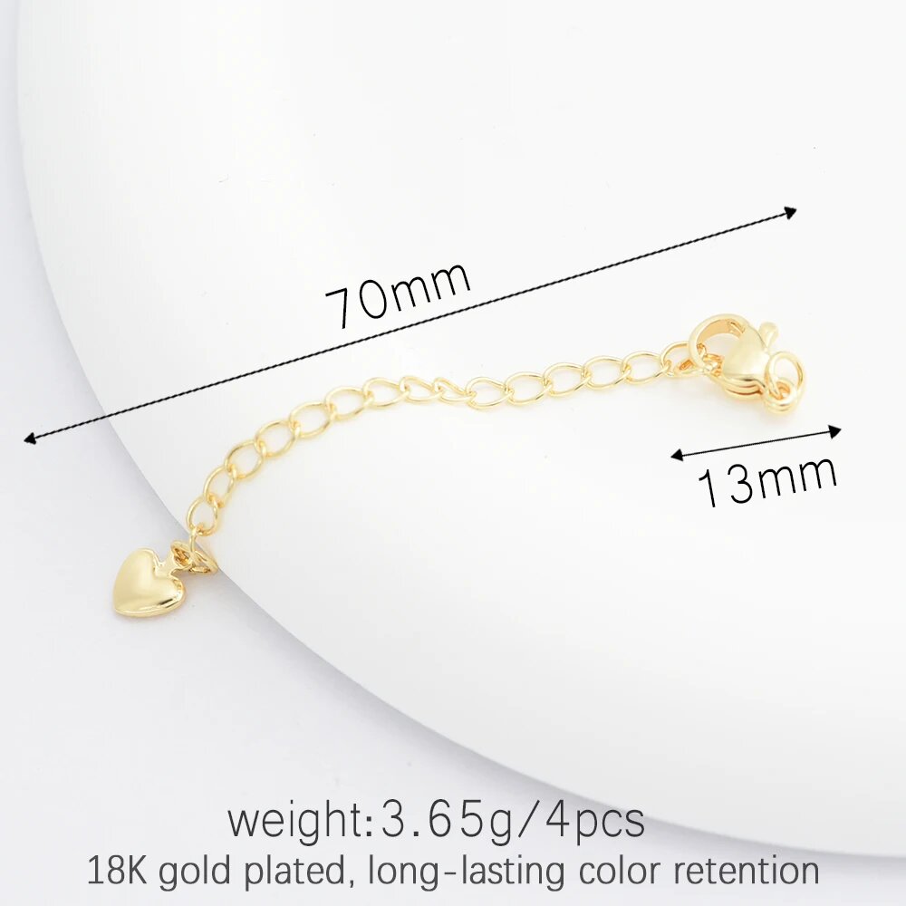 Золотистые удлинители для украшений 18K Gold Plated, 70 мм