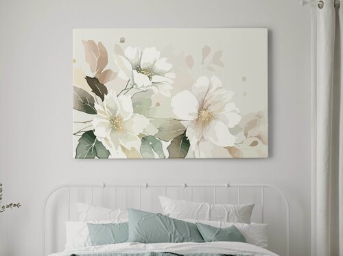 Изображение товара Интерьерная картина "Три цветка" на натуральном хлопковом холсте, большая, размер 40 на 60/ 40х60 см