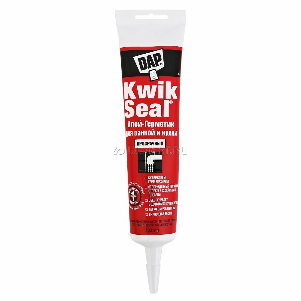 Клей-герметик сантехнический (для ванной и кухни) DAP KWIK SEAL прозрачный объем 162 мл.