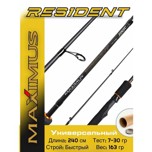Спиннинг для рыбалки Maximus Resident 24M 240 см тест 7-30 гр / спиннинг штекерный для летней рыбалки