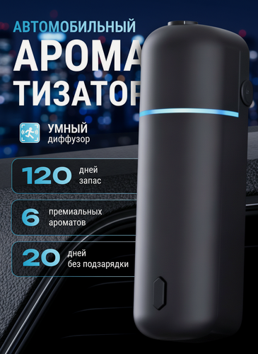 Изображение товара Автомобильный ароматизатор автоматический черный на дефлектор