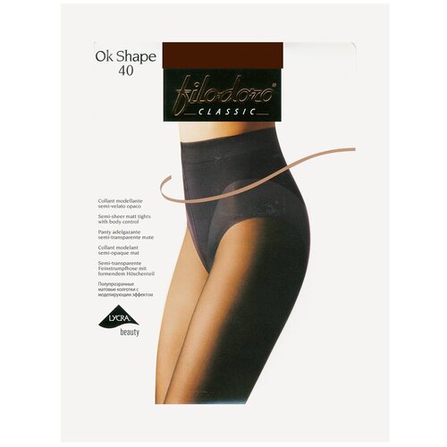 фото Колготки filodoro classic ok shape, 40 den, с ластовицей, утягивающие, с шортиками, матовые, размер 4, коричневый