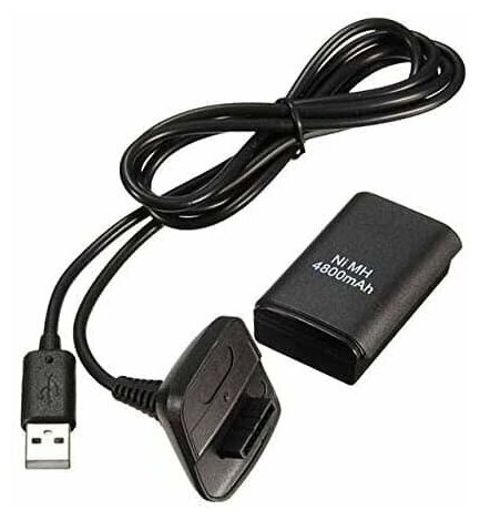 2 аккумулятора 4800 mAh + USB кабель + зарядная станция, для беспроводного джойстика (геймпада) Xbox 360