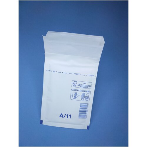 Конверт пакет с воздушной подушкой,крафт с прослойкой,с защитной пленкой, с пупыркой 12х17,5 см, А-11, 10 шт белый