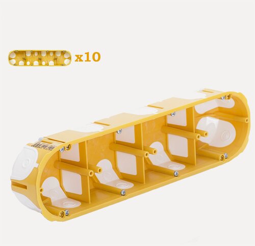 Изображение товара Kopos 50. Четырехместный герметичный подрозетник в дерево, гипсокартон, глубина 50 мм KPL 64-50/4LD, комплект 10 шт