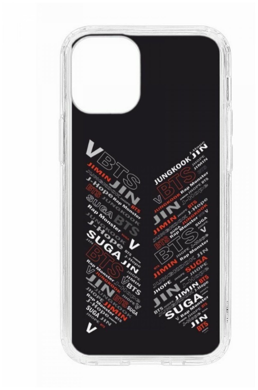 Чехол для iPhone 12 mini Kruche Print MagSafe BTS,прозрачная накладка с защитой камеры,с рисунком,противоударный силиконовый бампер с принтом