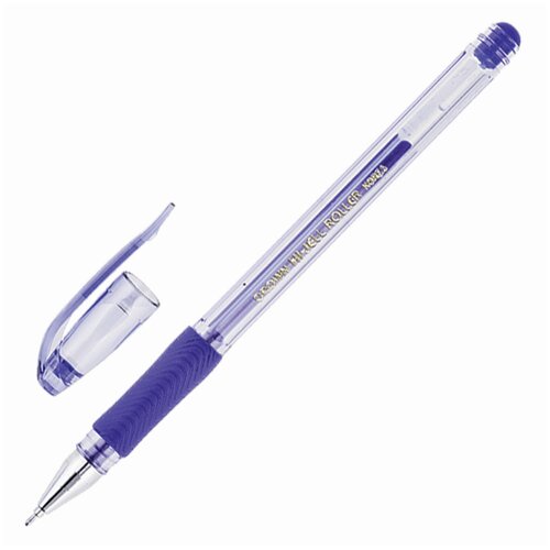 Ручка гелевая с грипом CROWN Hi-Jell Needle Grip, синяя, узел 0,7 мм, линия письма 0,5 мм, HJR-500RNB - 24 шт.
