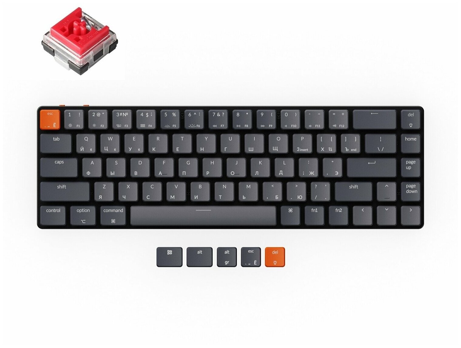 Беспроводная клавиатура Keychron K7 RGB Red Switch