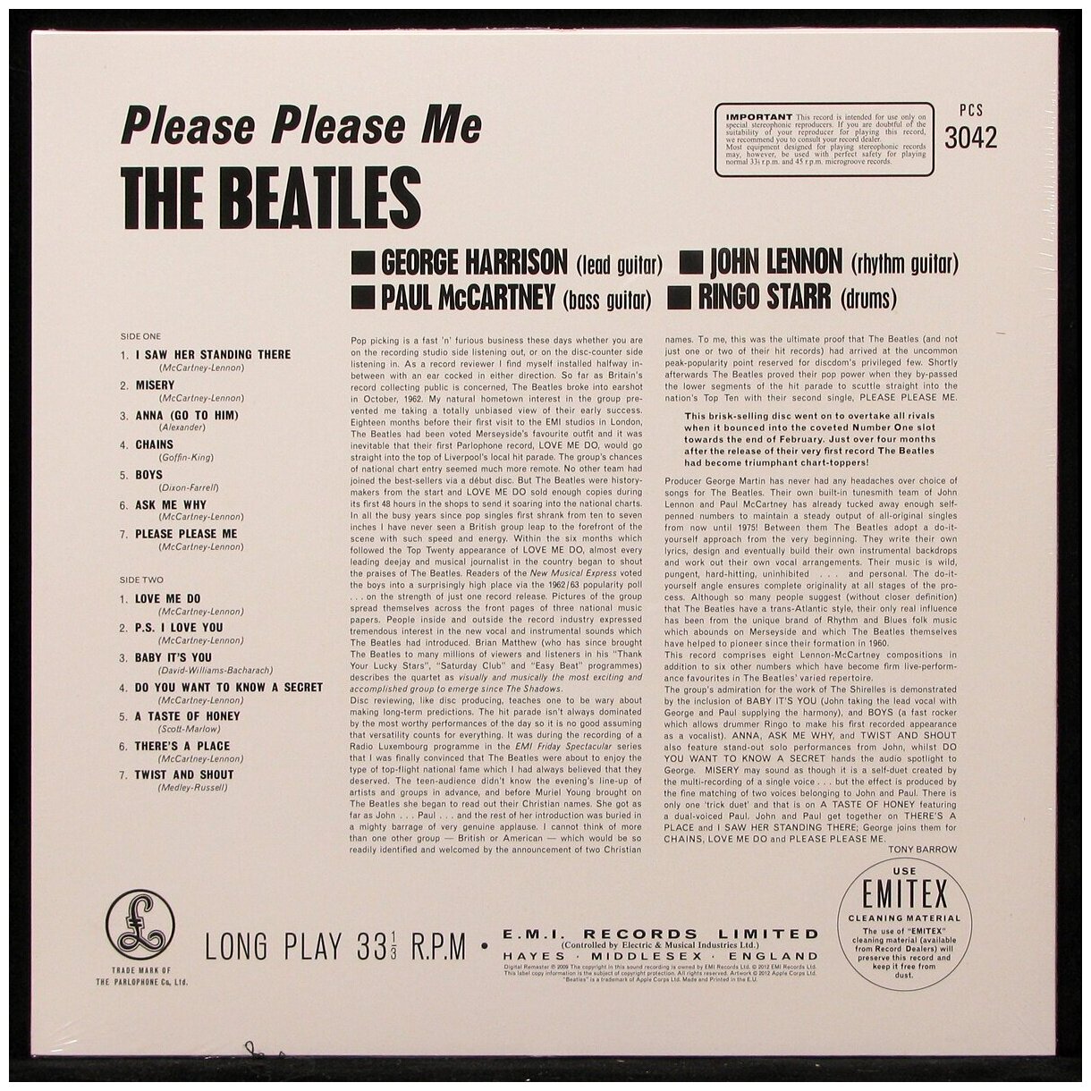 Beatles Please Please Me Виниловая пластинка EMI - фото №2