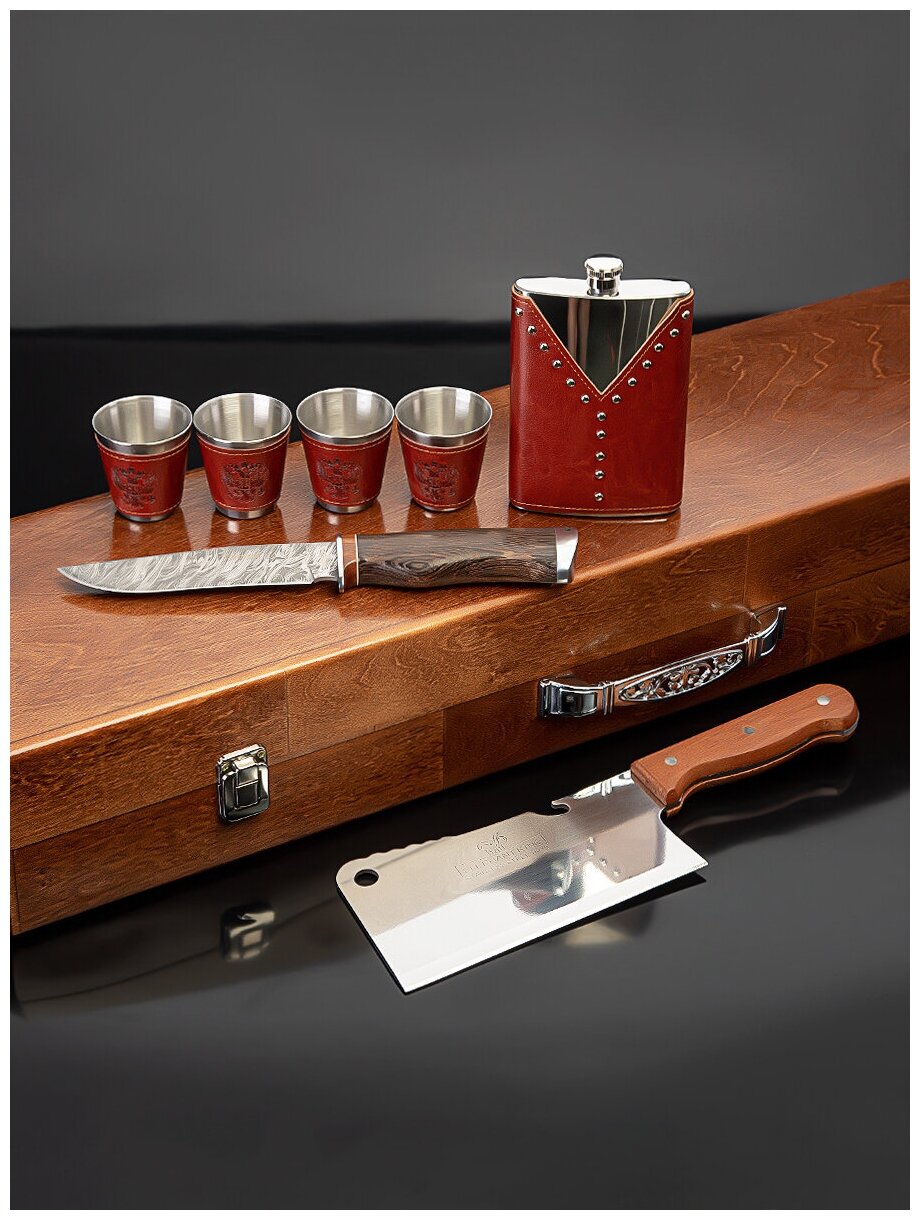 Подарочный набор шампуров с деревянной ручкой GLAMKAMP Эко-Премиум #02 Шашлычный набор в кейсе / чемодане для пикника барбекю гриля мангала