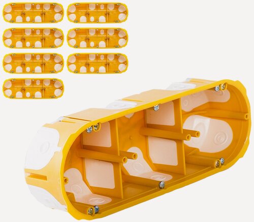 Изображение товара Kopos 50. Трехместный герметичный подрозетник в дерево, гипсокартон, глубина 50 мм KPL 64-50/3LD, комплект 7 шт.