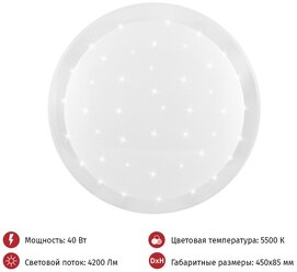 Cветильник светодиодный настенно-потолочный "элегант" 40Вт (450*85,осн 350) 5500К с кантом TANGO LED