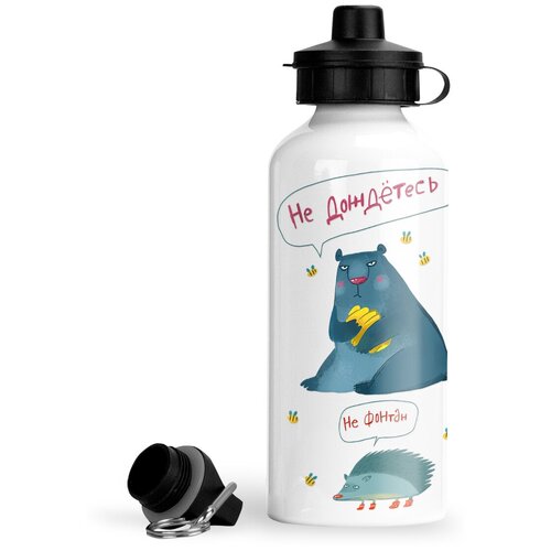 фото Спортивная бутылка ассорти медведь, чайка, ёж и манул luzimuzi