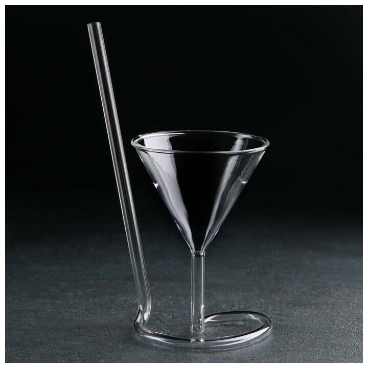 фото Бокал стеклянный с трубочкой для вина «Эльза», 120 мл