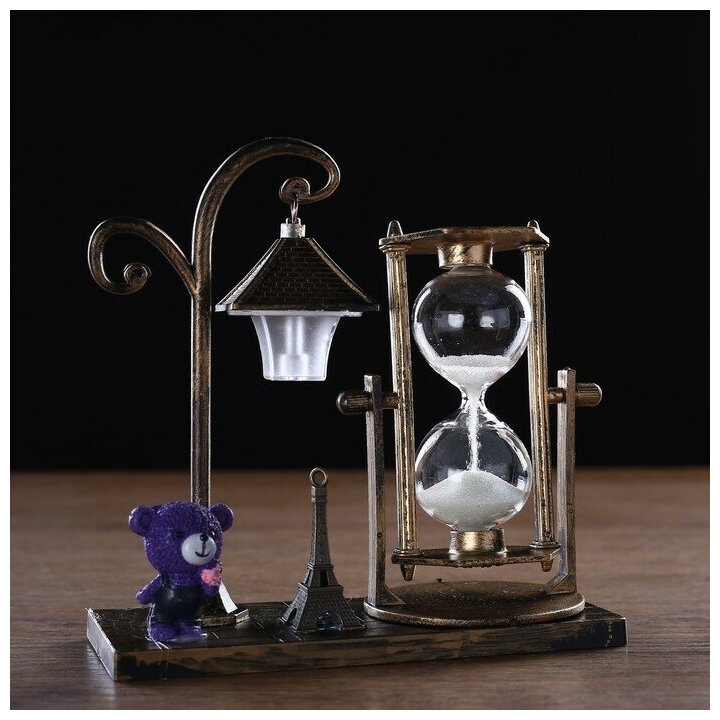 Песочные часы "Уличный фонарик", сувенирные, с подсветкой, 15.5 х 6.5 х 15.5 см, микс 3488507