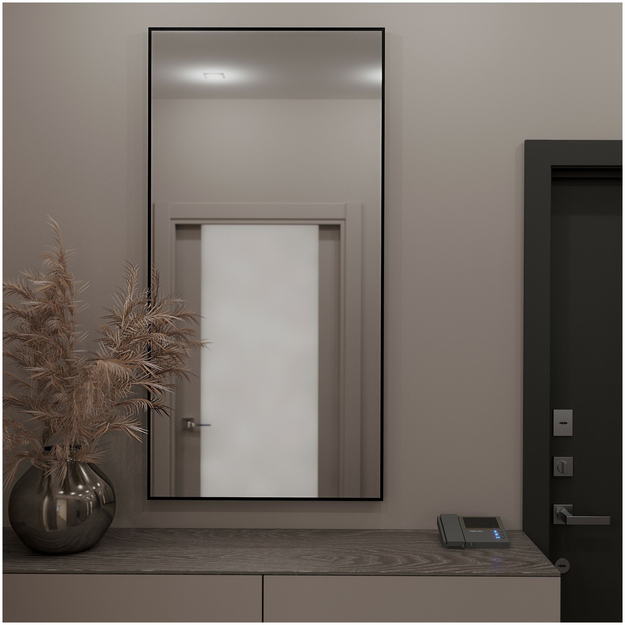 Зеркало с подсветкой 140х70 см настенное в раме интерьерное в прихожую / гостинную GLASSBERRY. Цвет рамы - Черный. - фотография № 3