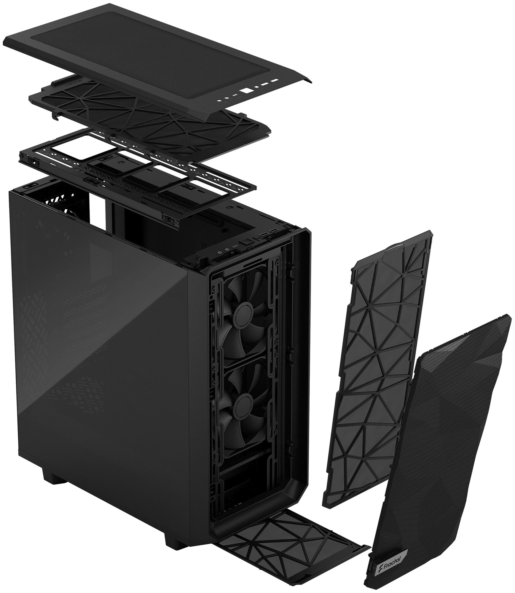 Корпус ATX Fractal Design FD-C-MES2C-02 черный, без БП, стенка из закаленного стекла, USB Type-C, 2*USB 3.0, audio - фото №11