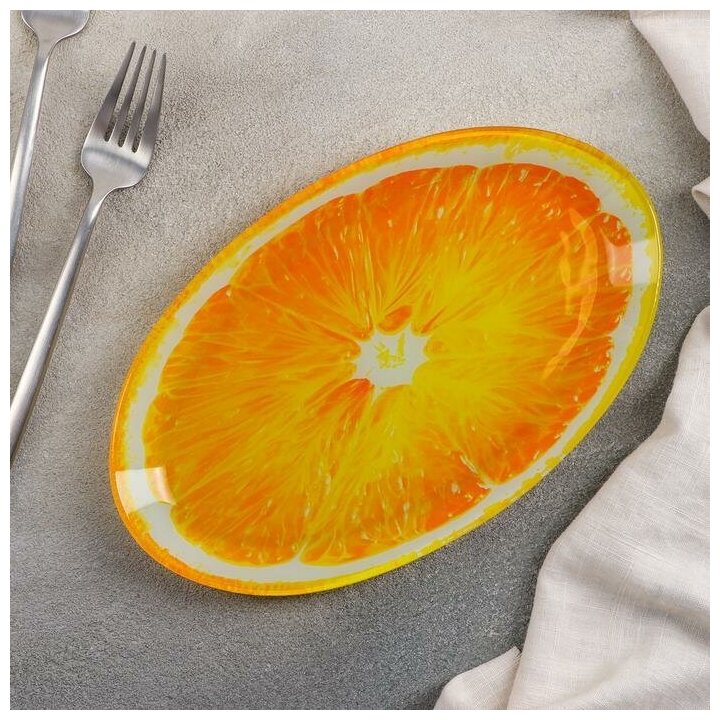 Блюдо Доляна "Сочный апельсин", овальное, 24,5х15х2 см, цвет оранжевый (1 шт.)