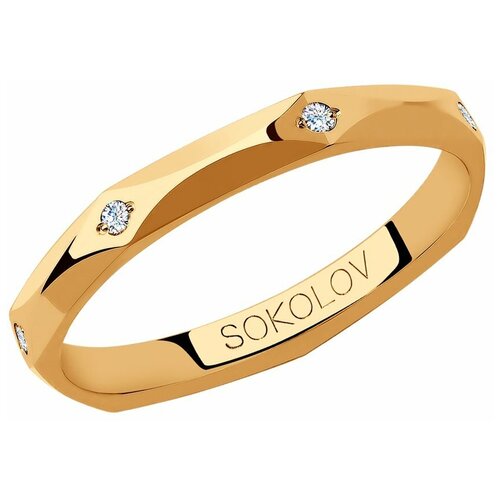 Обручальное кольцо SOKOLOV из золота с фианитами 111001-01, размер 21.5