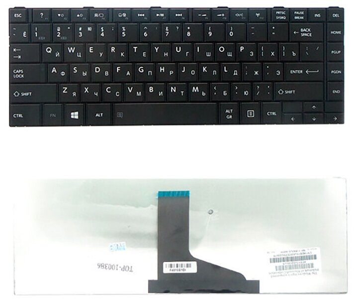 Клавиатура для ноутбука Toshiba Satellite L800 L830 L805 C800 M800 M805 Series Плоский Enter Черная без рамки PN 9ZN7SSQ001