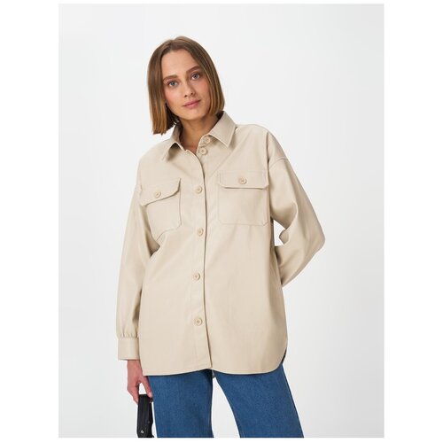 фото Куртка-рубашка из эко-кожи befree 2121529127 бежевый 46