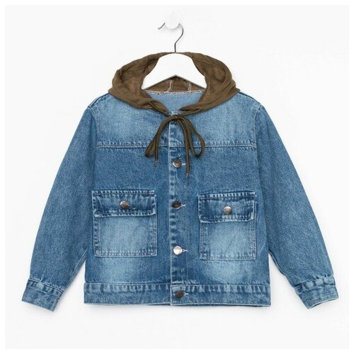 фото Куртка джинсовая для мальчика, цвет синий, рост 98 см msk-bear