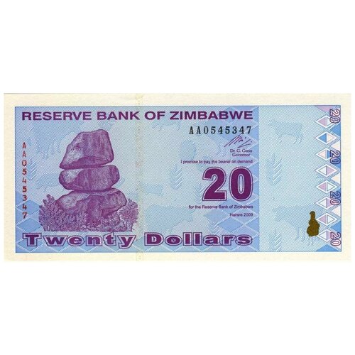 Зимбабве 20 долларов 2009 г. (Электростанция в Хванге) UNC зимбабве 100 долларов 2009 г факел в хараре unc