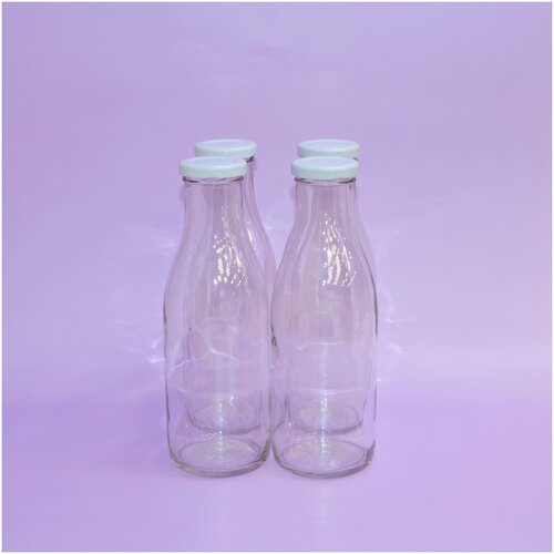 Бутылка стеклянная 500 мл. Для подарка, для творчества, для напитков, сока, алкоголя. Комплект с пробками 4 шт