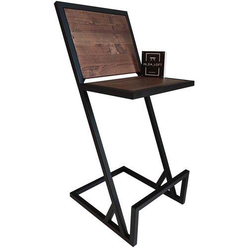 Полубарный стул со спинкой из массива дерева и металла в стиле лофт бренда IN_DA_LOFT 42*47*96(В) см
